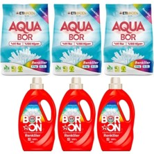 AQUABOR Doğal Mineralli Çamaşır Deterjanı Renkli ve Beyazlar Için 120 Yıkama Sıvı Deterjan 3 Adet