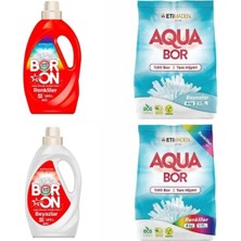 Aquabor 6 kg Renkliler + 6 kg Beyazlar Için +Boron Sıvı Deterjan Renkli ve Beyazlar Için 52 Yıkama