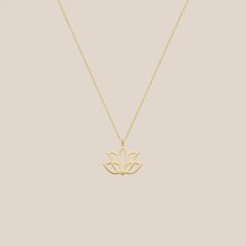 Altıntaş Lazer Kesim Lotus Çiçeği Altın Kolye