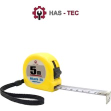 HAS - TEC 5 Metre Çelik Şerit Metre | Hilock-25, Otomatik Kilitleme, Hassas Ölçüm, Profesyonel Bükülmeye Dirençli Şerit Metre