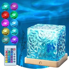Kristal Kuzey Işıkları Okyanus Dalga LED Gece Lambası 🌈 16 Renk, Kumandalı & Dokunmatik, Şarjlı Dekoratif Projektör