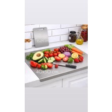 Pınars 2'li Set Paslanmaz Çelik Tezgah KORUYUCU(40X50CM) + Paslanmaz Çelik Kesme Tahtası (15X25CM)