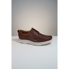 Modayak Manc Kahve Hakiki Deri Beyaz Poli Taban Bağcıklı Ortopedik Taban Günlük Erkek Ayakkabı