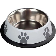 Ankur Oripet Pati Baskılı Beyaz Metal Mama ve Su Kabı 8 Oz 12 cm