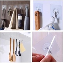 Adoz Shopping Yapışkanlı Şeffaf Askı 5 Adet (Kancalı Askı)
