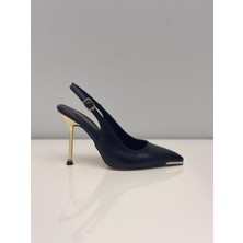 Serrace Kadın Siyah Stiletto Arkası Açık Stiletto – 9 cm Topuk - Podeia Estilo