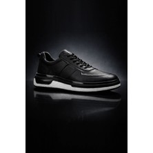 Letao Prestige Walk Erkek Siyah Hakiki Deri  Lüks Tasarım Rahat Taban Klasik Casual Sneaker Ayakkabı