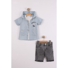 Joy Kids Erkek Çocuk 3 Parça Keten-Kot Relax Takım (2-5yaş) (Mavi)