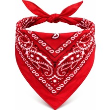 Akinco Kırmızı Kovboy Fuları Çocuk Bandana Western Desenli Boyun Fuları