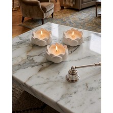 Decor Shops Lotus Serisi 3'lü Dekoratif Mumluk Seti -Beyaz