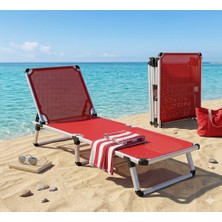Missidea Alüminyum Katlanır ve Taşınır Şezlong Red