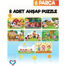 6 Parçalı Montessori Ahşap Puzzle Seti – 2‑3 Yaş Eğitsel Oyun
