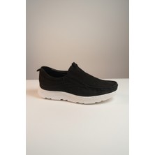 Modayak Manc Siyah Velvet Hakiki Deri Beyaz Poli Taban Lastikli Ortopedik Taban Günlük Erkek Ayakkabı