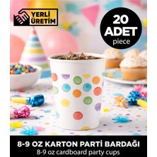 Sepet Doldur Renkli Puantiyeli Karton Parti Bardağı 8-9 Oz - Doğum Günü ve Kutlama Malzemeleri (20 Adet)