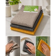 Tekstilize Örgülü Çok Amaçlı Mikrofiber Temizlik Bezi - 3’lü Set - Çizmez Leke Çıkarıcı Mutfak ve Banyo Bezi
