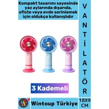 Wintoup #vantilatör Kompakt Sessiz Hafif Kablosuz Taşınabilir USB Şarjlı 3 Kademeli Masa El Fanı Vantilatör