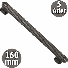 Badem10 Lüx Özen Metal Mat Skoç Füme Çekmece Kulp 160 mm 5 Adet Set Modern Dolap Kapak Kulbu Şık Tasarım