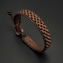 Seven Art Jewelry Doğal Taş Bronz Renk Hematit Taşı Hasır Tarz Bileklik, Erkek Bileklik, Hediye Bileklik, Doğal Taş Bileklik