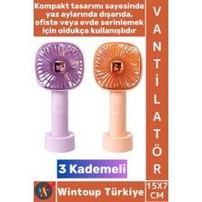 Wintoup #vantilatör Kompakt Sessiz Çalışma Kablosuz Taşınabilir Şarjlı 3 Kademeli Masa El Fanı Vantilatör