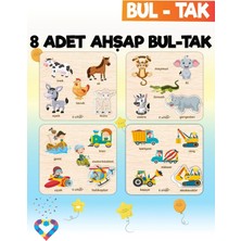 Montessori 8’li Mega Bul‑tak Seti – 2‑5 Yaş – Ahşap Eğitici Oyuncak