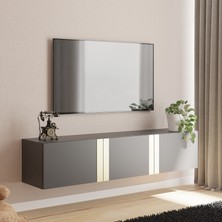 Nilah Nova Modern Duvara Monte Tv Sehpası 140 cm Antrasit Gold