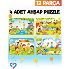 12 Parçalı Montessori Ahşap Puzzle – 3-4 Yaş Eğitici Oyuncak
