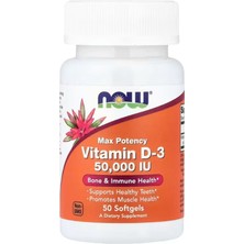 Now Foods  Vitamin D-3, Max Potency, 50,000 Iu, 50 Softgels.