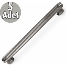 Badem10 Lüx Özen Metal Füme Çekmece Kulp 160 mm 5 Adet Set Modern Dolap Kapak Kulbu Şık Füme Renk Tasarım