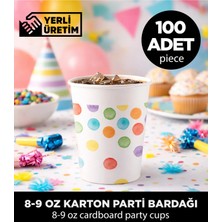 Sepet Doldur Renkli Puantiyeli Karton Parti Bardağı 8-9 Oz - Doğum Günü ve Kutlama Malzemeleri (100 Adet)