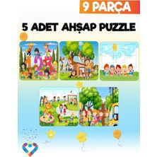9 Parçalı Montessori Ahşap Puzzle Seti – 2‑3 Yaş Eğitsel Oyun