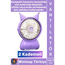 Wintoup #vantilatör Kompakt Sessiz Hafif Kablosuz Taşınabilir USB Şarjlı 2 Kademeli Masa El Fanı Vantilatör