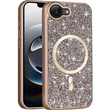 Roketcim iPhone 17E Kılıf Pırlanta Tasarımlı M-Safe Şarj Özellikli Mozaik Silikon Kapak
