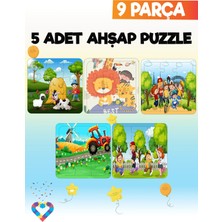 9 Parçalı Montessori Ahşap Puzzle Seti – 2‑3 Yaş Eğitsel Oyun