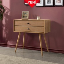 EVMO Home 5208 Vita ( Ahşap Ayaklı ) 2 Çekmeceli Şifonyer Dresuar Yatak Odası Sepet-Yunus