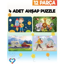 Esa Kids 12 Parçalı Montessori Eğitici Ahşap Puzzle 3-4 Yaş İçin Eğlenceli Tasarım ve Geliştirici Oyun