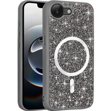 Roketcim iPhone 17E Kılıf Pırlanta Tasarımlı M-Safe Şarj Özellikli Mozaik Silikon Kapak