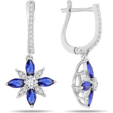 Keops Pırlanta Safir Taşlı Lotus Çiçeği Küpe - 1100676