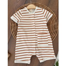 Butik Erkek Bebek Pamuklu Çizgili Tulum