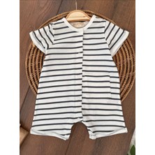 Butik Erkek Bebek Pamuklu Çizgili Tulum
