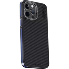 Senka Joko Iphone 15 Pro Max Kılıf Aramid 600D Kevlar Karbon Fiber Magsafe Kapak - Lacivert