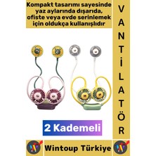 Wintoup #vantilatör Sessiz Çalışma Kablosuz Taşınabilir USB Şarjlı 2 Kademeli Şık El Boyun Fanı Vantilatör