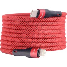 4Berry Bmlc-01 Manyetik Type-C To Lightning Hızlı Şarj Kablosu 1 Metre | 3A Pd Destekli | Mıknatıslı Kısa Kablo - Kırmızı