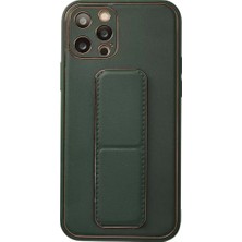 Senka Newface Iphone 12 Pro Kılıf Coco Deri Standlı Kapak - Yeşil