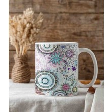 Weiler Riger Renkli Mandala ve Çiçek Desenli Bohem Tasarım Premium 330ML WR-MN101 - Hediye Porselen Kupa Bardak