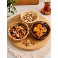 WoodBay Plastik Rattan Çerezlik 3’lü Set – 10 cm Çap –hasır Görünümlü Sunumluk Çerezlik,yıkanabilir,kırılmaz