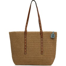 Bagmori Vizon Kemer Detaylı Tote Hasır Çanta