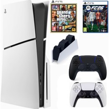 Sony Playstation 5 Slim CD CFI-2116 En Yeni Versiyon (Ithalatçı Gaarntili) +2.dualsense Siyah Jarj Istasyonu FC26 + Gta5