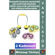 Wintoup #vantilatör Kompakt Sessiz Hafif Kablosuz Taşınabilir USB Şarjlı 2 Kademeli El Boyun Fanı Vantilatör