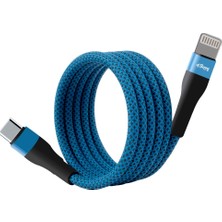 4Berry Bmlc-01 Manyetik Type-C To Lightning Hızlı Şarj Kablosu 1 Metre | 3A Pd Destekli | Mıknatıslı Kısa Kablo - Mav