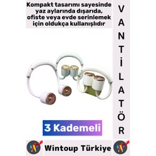Wintoup #vantilatör Kompakt Sessiz Hafif Kablosuz Taşınabilir USB Şarjlı 3 Kademeli El Boyun Fanı Vantilatör